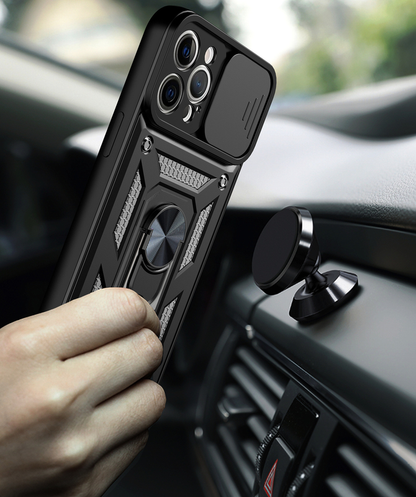 For Apple iPhone 15 Shockproof Case with  Kickstand Cover,Black