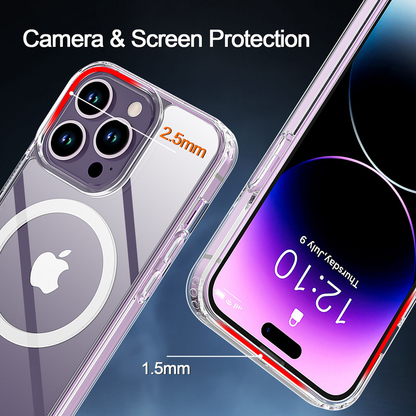 For iPhone 14 Pro Max Clear Shockproof Magnet  Magsafe Cover