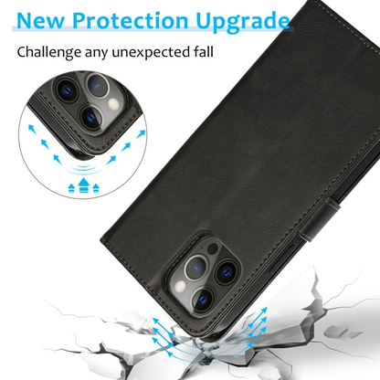 For iPhone 16 Plus Magnetic Detachable Black Wallet Case