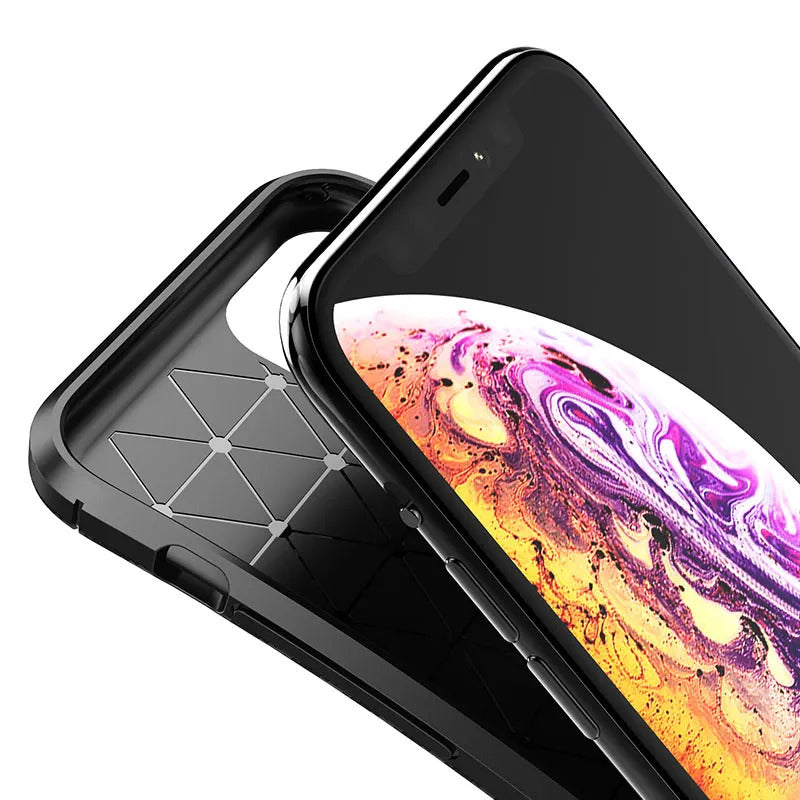 For Apple iPhone 13 Pro Fiber Rugged Case TPU Cover-Black