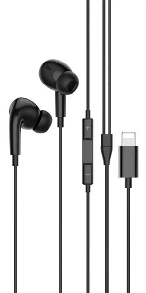 Handsfree Lightning Earphones Headphones Earbuds-Black
