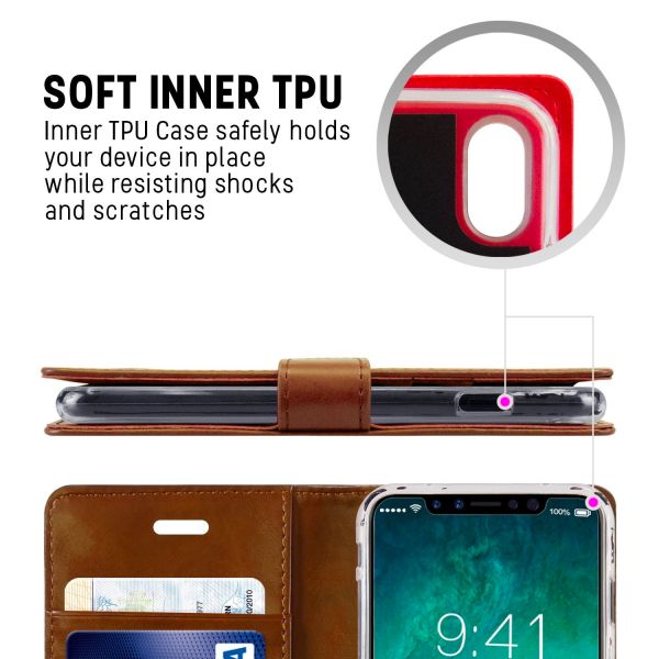 For iPhone 17 Pro Max Wallet Case  Brown + 2 x Screen Protectors