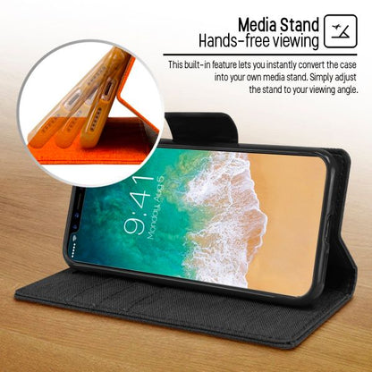 For iPhone 14 Plus Canvas Wallet Flip Case -Gray