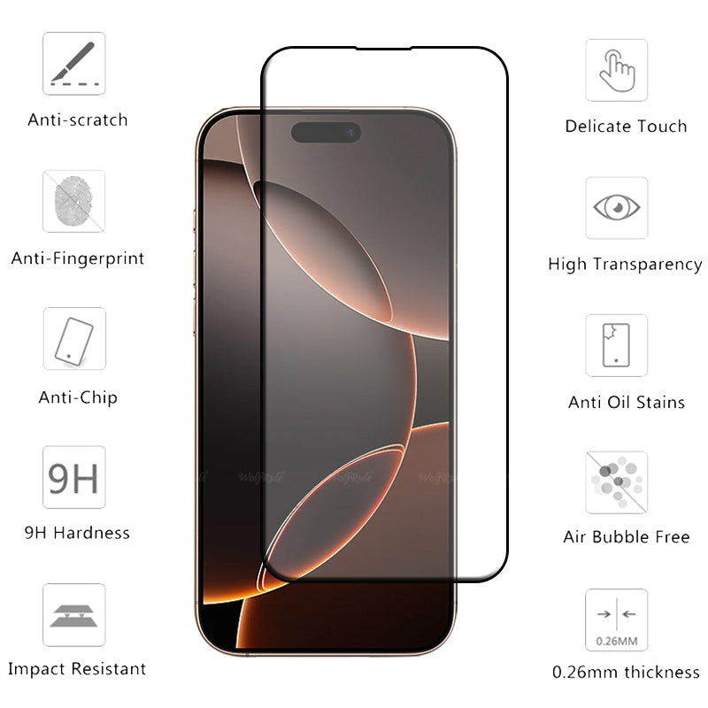 2PCs Tough Full Cover Tempered glass screen protector for iPhone 14 Pro Max