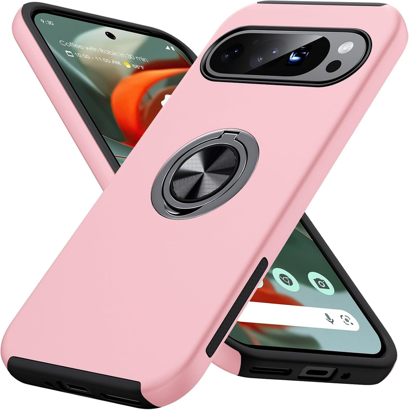 For Google Pixel 8 Shockproof Ring Magnetic Phone Case-Pink