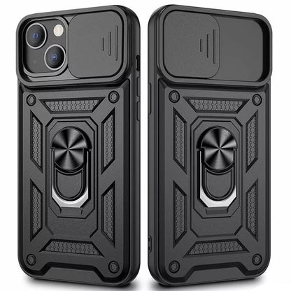 For Apple iPhone 15 Shockproof Case with  Kickstand Cover,Black