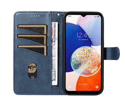 For Samsung Galaxy A34 Wallet Case with Card holder Blue Colour Flip Cover