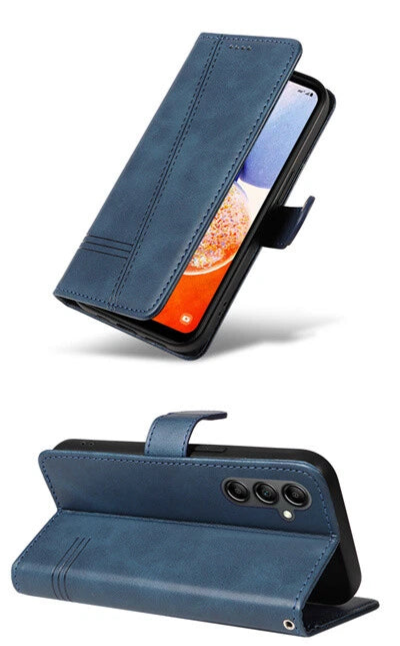 For Samsung Galaxy A34 Wallet Case with Card holder Blue Colour Flip Cover