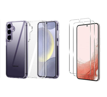 For Samsung Galaxy S25  Clear Shockproof Case + 2 x Screen Protectors