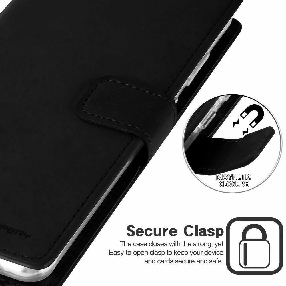 For iPhone 14+ Plus  Wallet Flip Case with Card holder Black