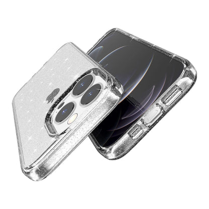 For iPhone 12 Pro Max Clear Bling Sparkle Shockproof Phone Cover + 2 Screen Protectors