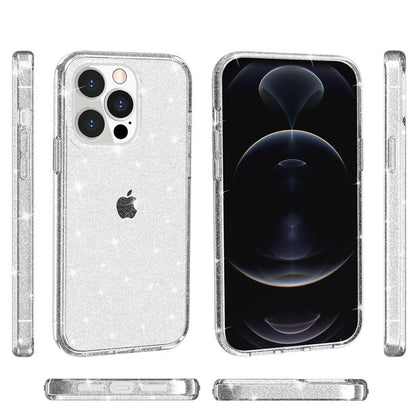 For iPhone 12 Pro Max Clear Bling Sparkle Shockproof Phone Cover + 2 Screen Protectors