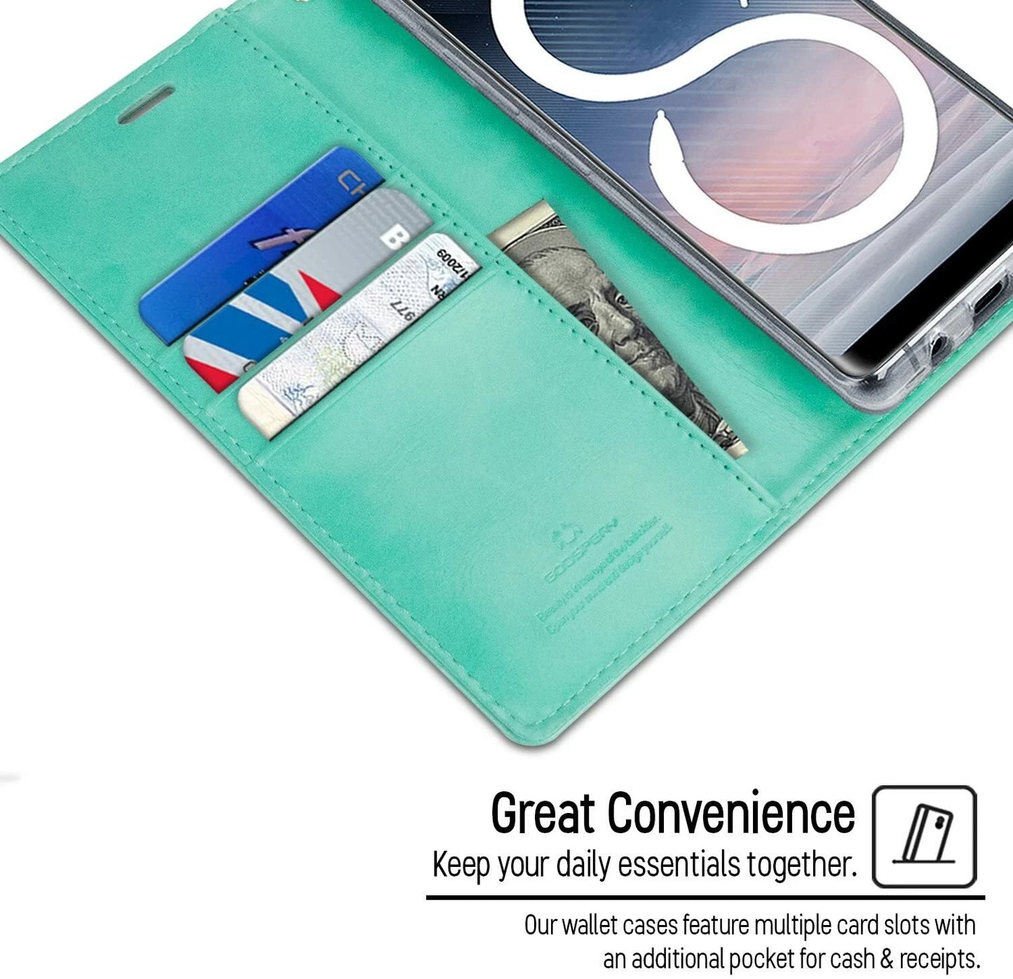 For Samsung Galaxy S24 FE Wallet Case with Card holder Mint  Flip Cover