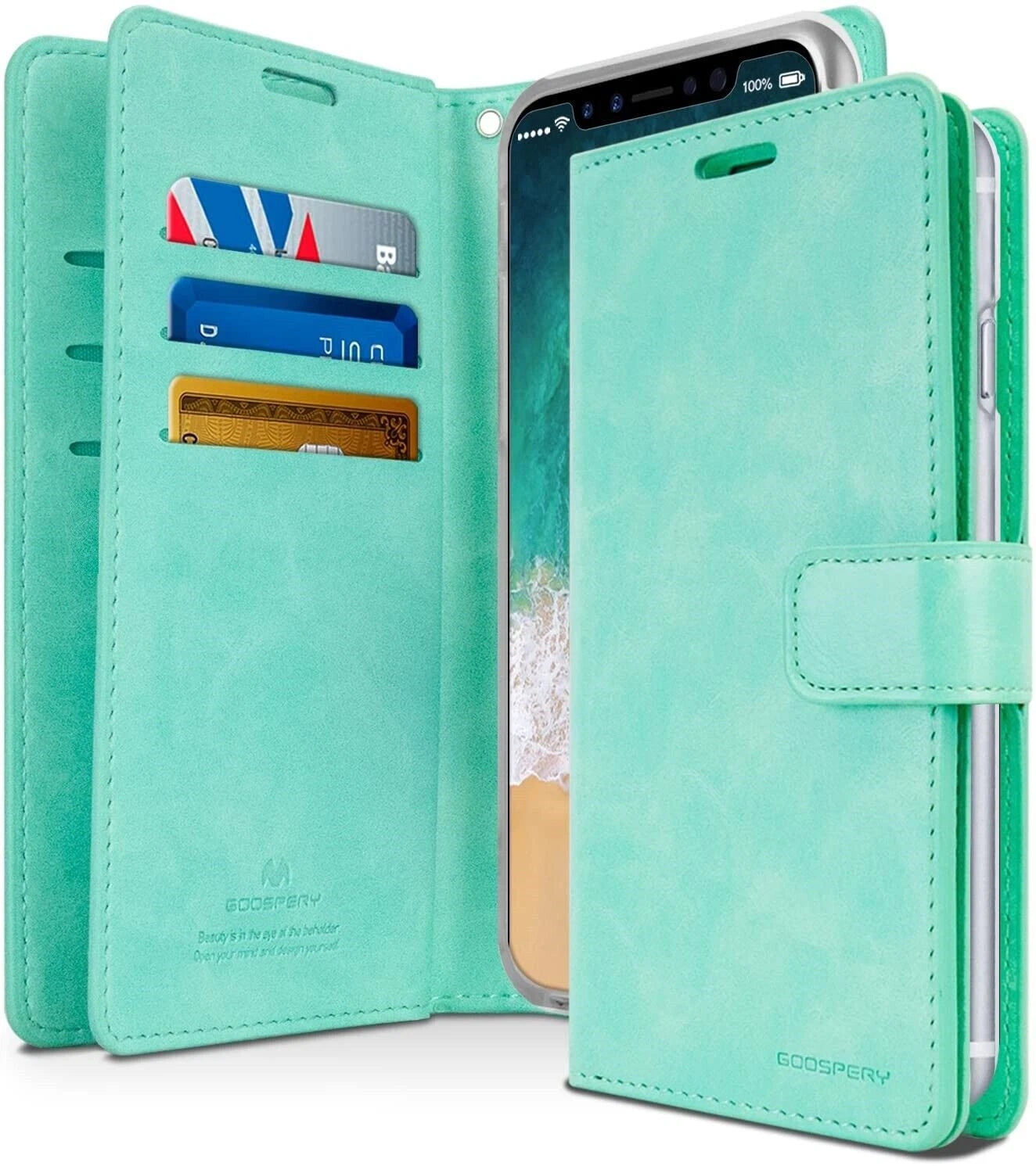 For iPhone 14 Plus Double Layers Wallet Leather Flip  Green Case