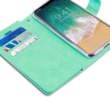 For iPhone 14 Plus Double Layers Wallet Leather Flip  Green Case