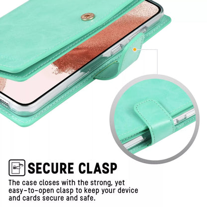 For Samsung Galaxy S25 Ultra Double Layers Wallet Leather Flip Green Case
