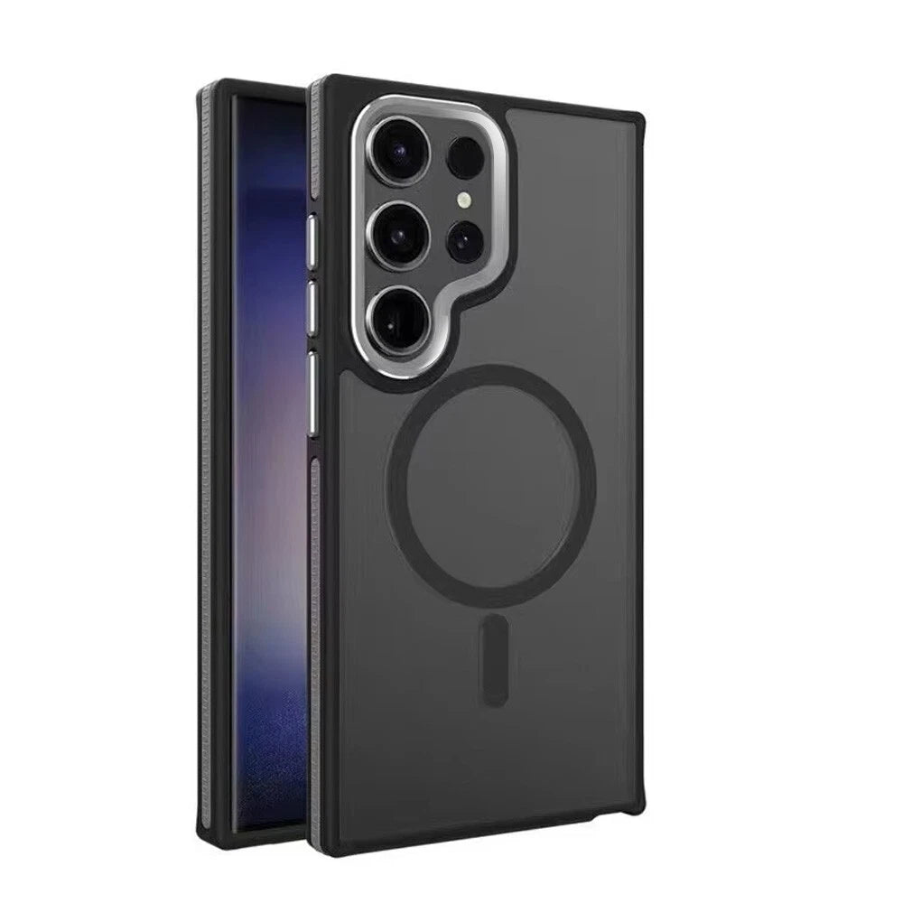 For Samsung Galaxy S25 Plus Matte Magsafe Strong Magnetic Shockproof Phone Case-Black