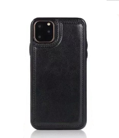 For iPhone 16 Plus Back Wallet Case with Card holder Black
