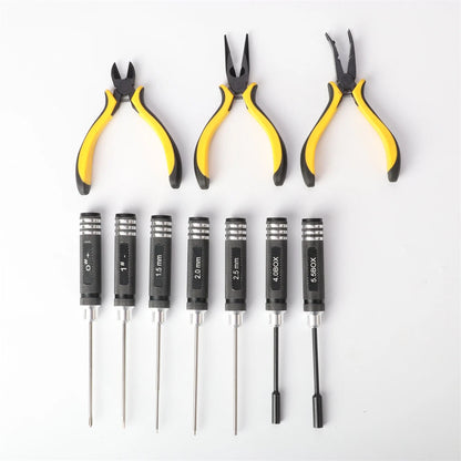 10 in 1 RC Car Tool Kit Screwdriver Set Pliers Hex Sleeve Socket Repair Tools