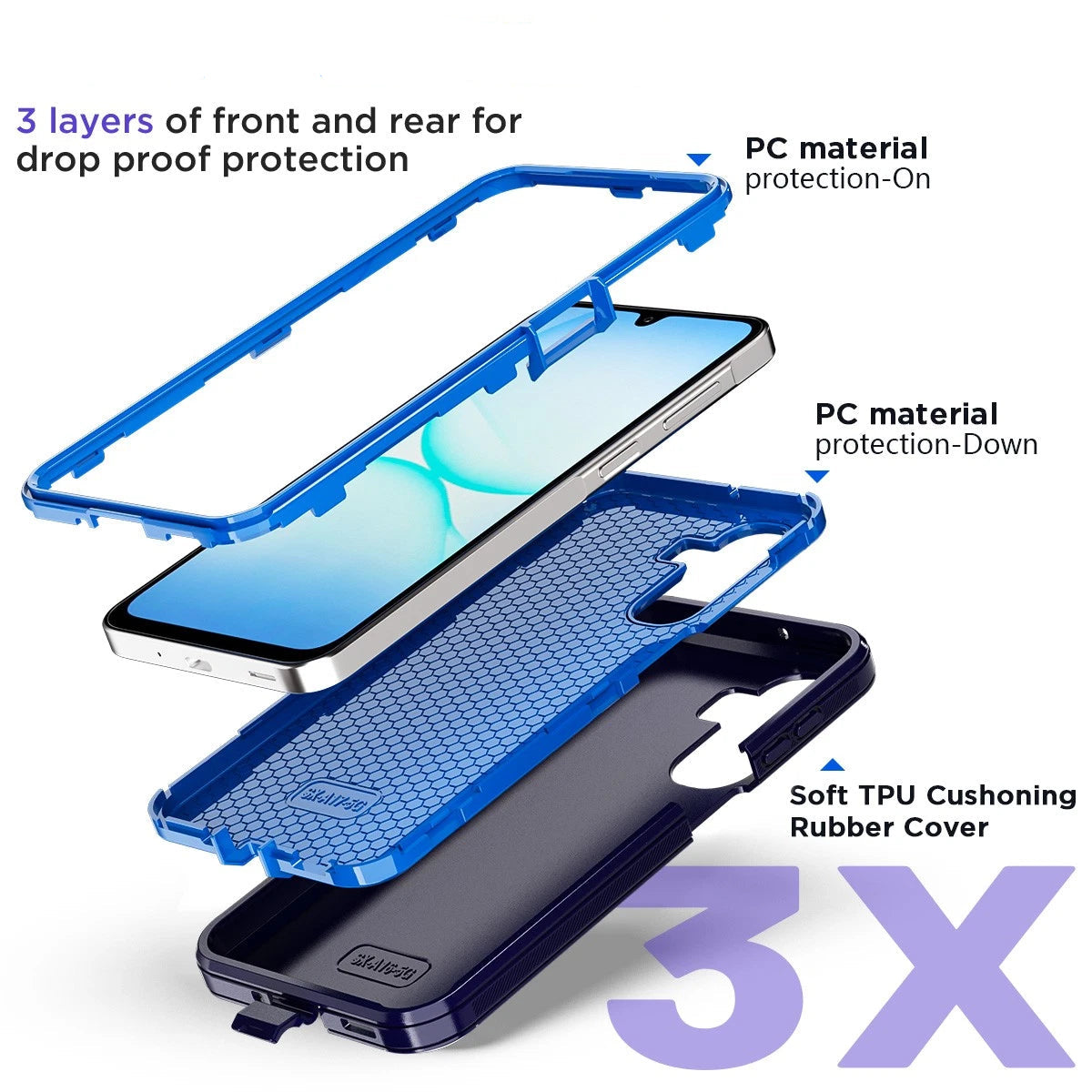 For Samsung Galaxy A16 Heavy duty  Shockproof Navy Blue Case