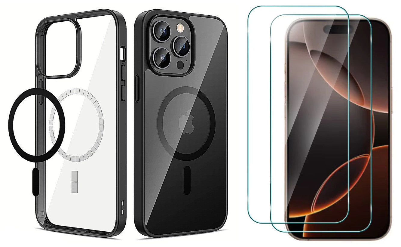 Slim Shockproof Case For iPhone 12 Pro + 2 x Glass Screen Protectors