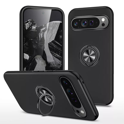 For Google Pixel 7a Shockproof Ring Magnetic Phone Case-Black