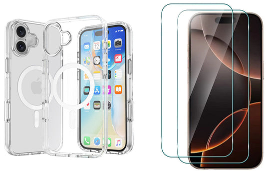For iPhone 16 Plus Magsafe  Clear Case + 2 x Tempered Glass Protectors