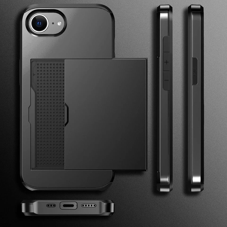 For iPhone 17e Case with Card Holder Shockproof Slim Protective Phone Cover