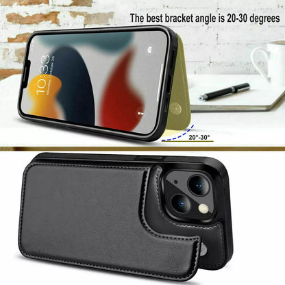 For iPhone 14 Plus Back Wallet Case with Card holder Black