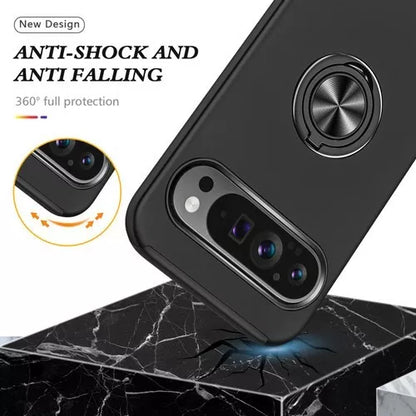 For Google Pixel 7a Shockproof Ring Magnetic Phone Case-Black