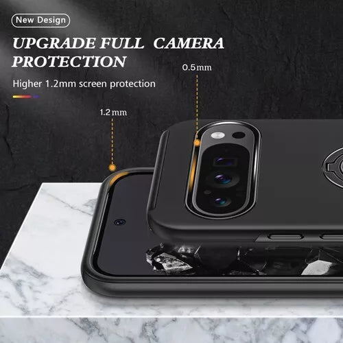 For Google Pixel 7a Shockproof Ring Magnetic Phone Case-Black