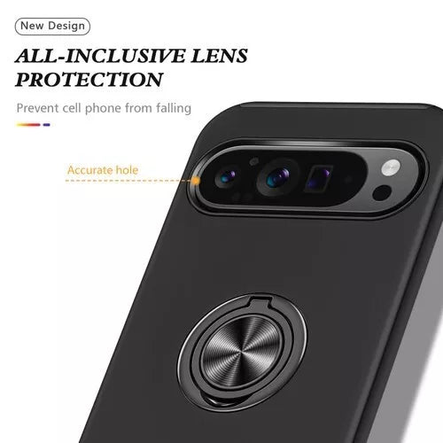 For Google Pixel 7a Shockproof Ring Magnetic Phone Case-Black