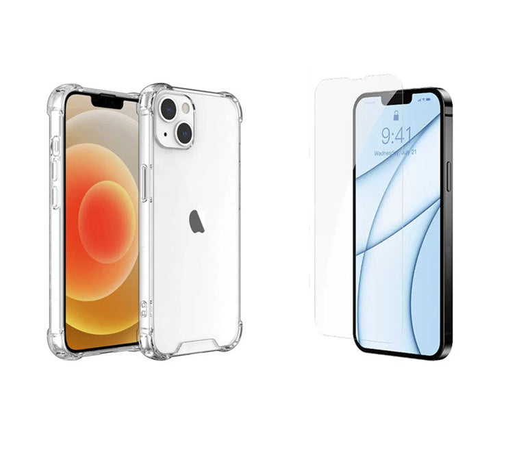 For iPhone 13 Clear Cover +2x Screen Protector
