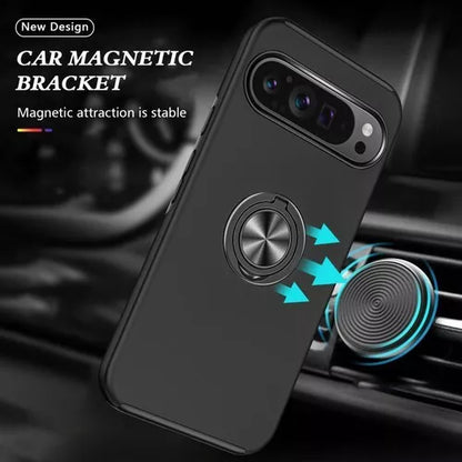 For Google Pixel 7a Shockproof Ring Magnetic Phone Case-Black
