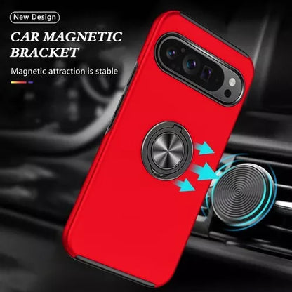 For Google Pixel 9a Shockproof Ring Magnetic Phone Case,Red