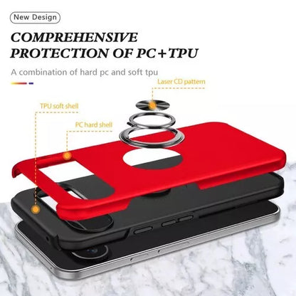 For Google Pixel 9a Shockproof Ring Magnetic Phone Case,Red