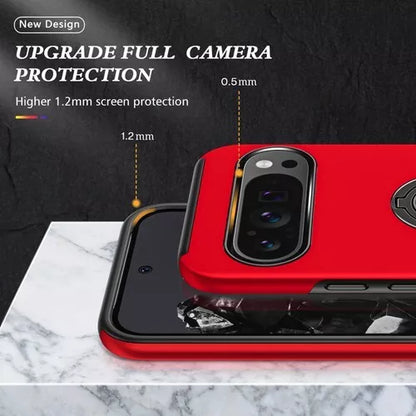 For Google Pixel 9a Shockproof Ring Magnetic Phone Case,Red